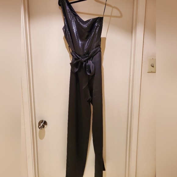 Carolina Ritzler NWT black wide leg one shoulder Jumpsuit rp$930 - Picture 9 of 13
